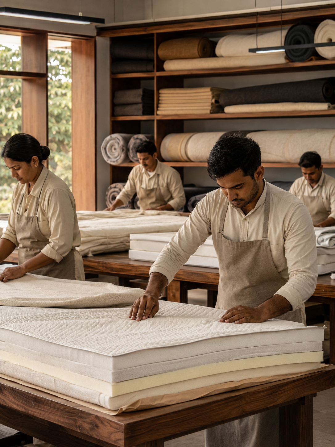 The Huntsman atelier where each mattress is finished by hand